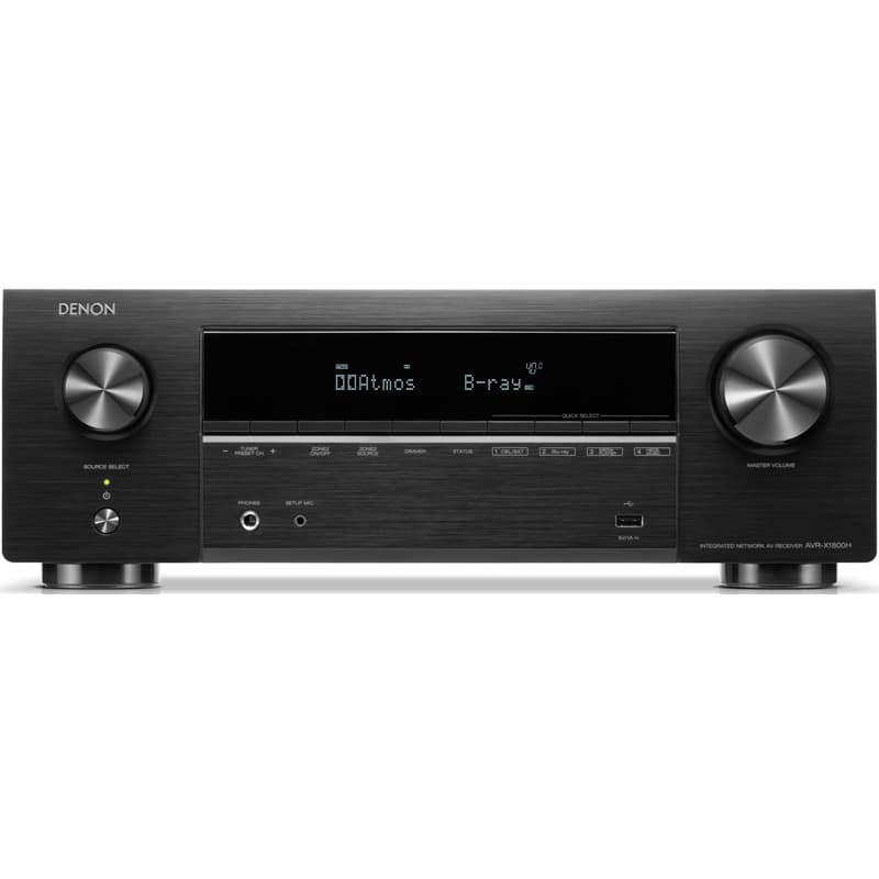 Amply Denon AVR-X1800H (7.2 Kênh, 80W (8Ohms), 8K, HEOS, Bluetooth, Wi-Fi, AirPlay 2, HDMI, Optical)