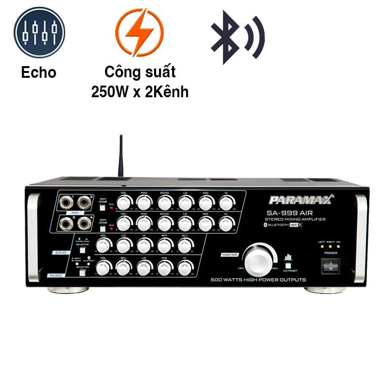 Amply Paramax SA 999 AIR New, (500W/2 Kênh, Bluetooth, 12Kg)