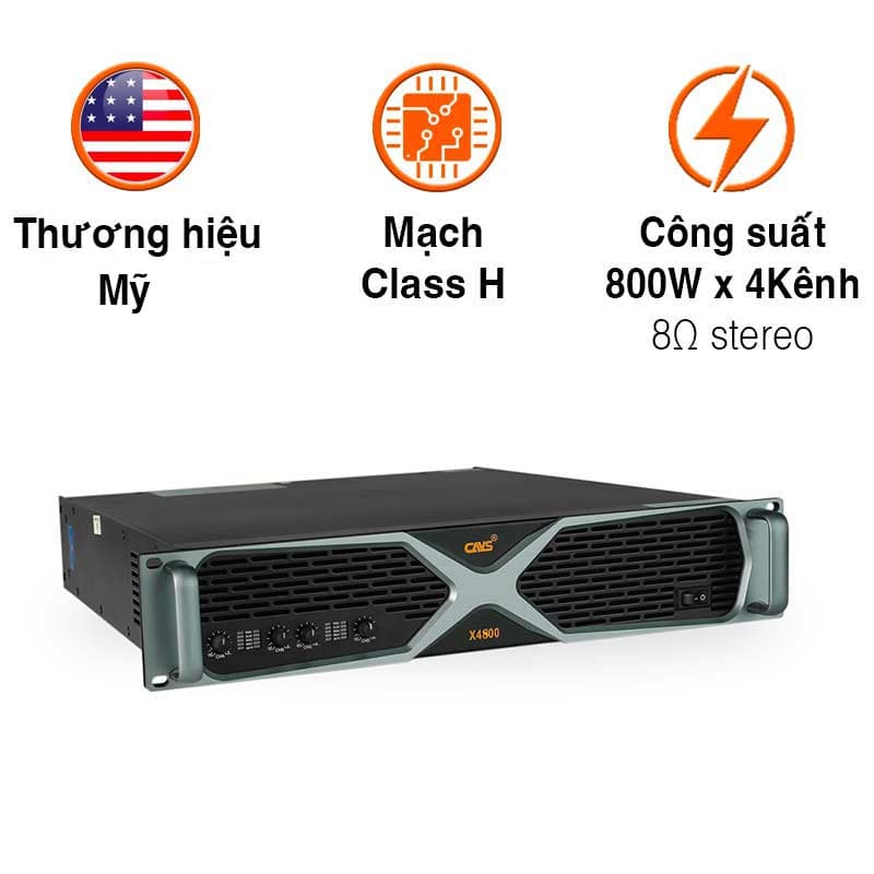 Cục Đẩy Công Suất CAVS X4800, 800W x4 Kênh, Class H