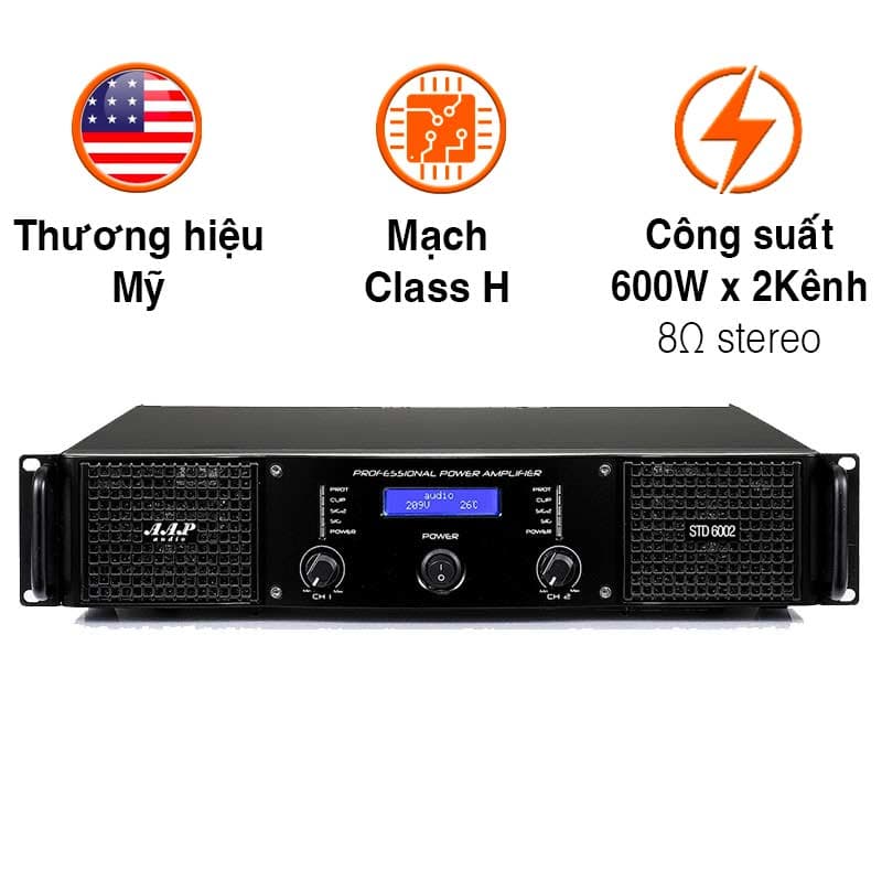 Cục Đẩy Công Suất AAP STD6002, 600W x 2 Kênh