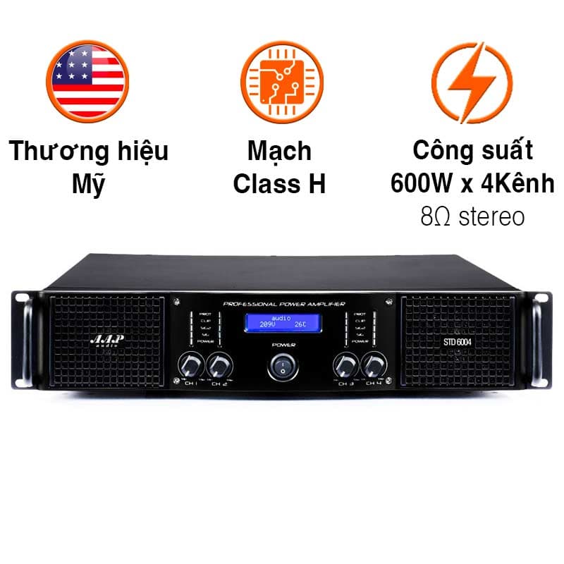 Cục Đẩy Công Suất AAP STD6004, 600W x 4 Kênh