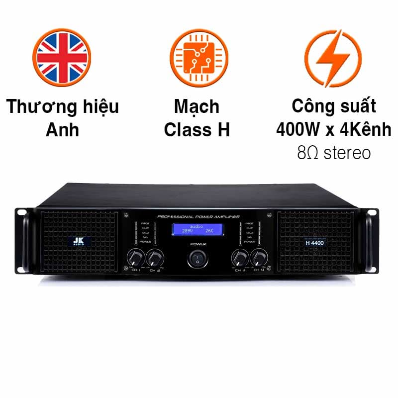 Cục công suất JKAudio H4400, 400W x 4 Kênh, Class H