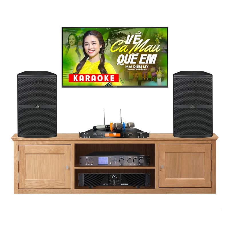 Dàn Karaoke Cao Cấp HDR40 (Wharfedale Wh12, Công suất, vang số, Micro JKaudio B9)