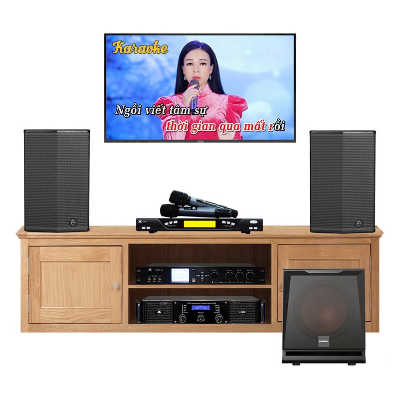 Dàn Karaoke Wharfedale KH62 ( Wharfedale Sigma X10, Công suất, X9000 Pro, micro K800, Loa Sub D30)