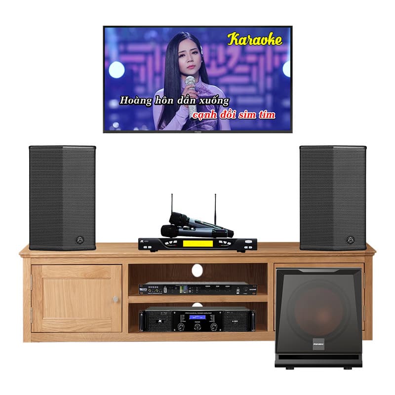 Dàn Karaoke Wharfedale KH74 (Wharfedale Sigma X12,Công suất, vang cơ, micro K800, loa sub D30)