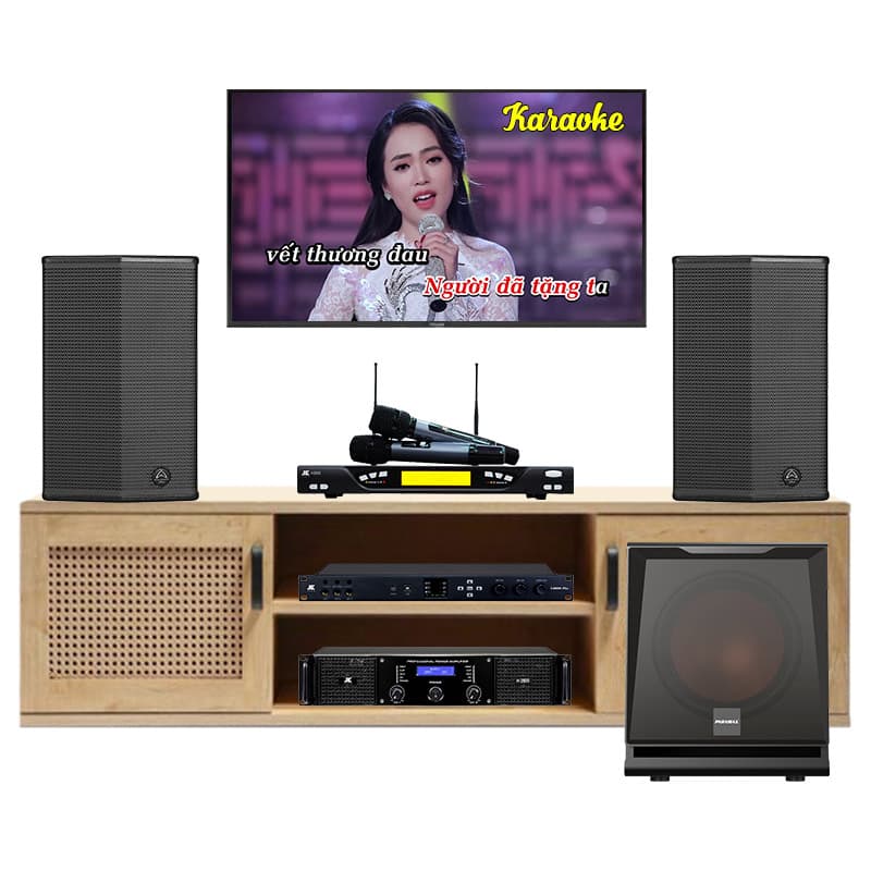 Dàn Karaoke Wharfedale KH76 (Wharfedale Sigma X12, Công suất, X6000 Plus, micro K800, Loa sub D30)