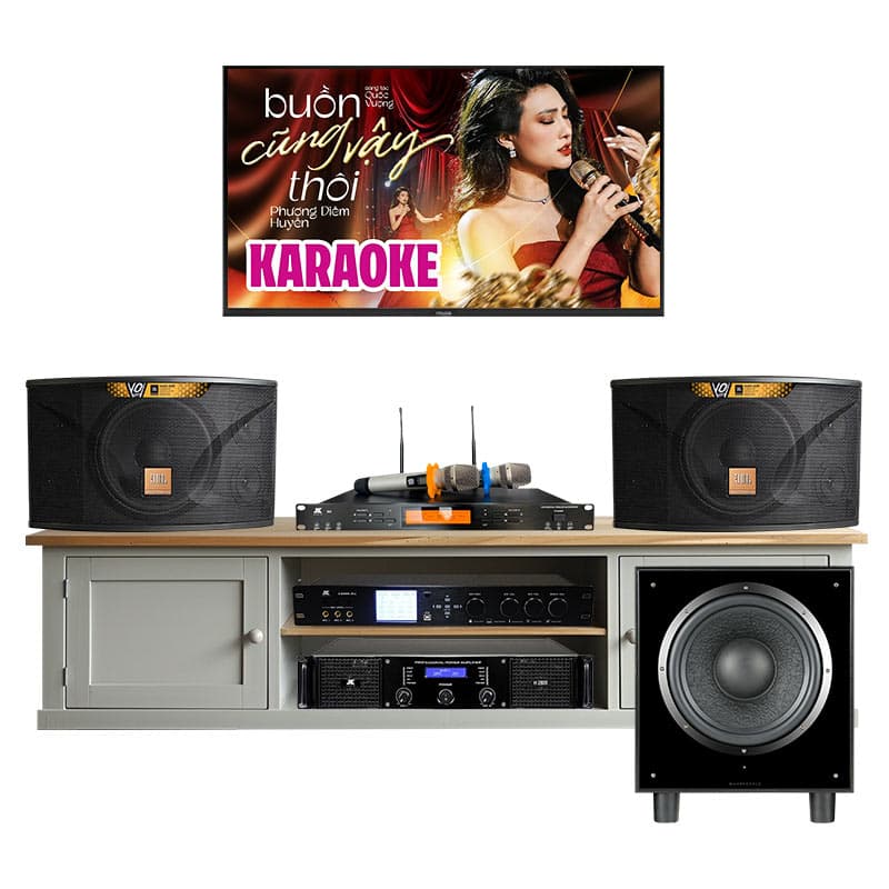 Dàn karaoke gia đình KHD46 (JBL Ki110 Gold Edition, JKAudio H2600, X9000 Pro, B9, Wharfedale SW12)