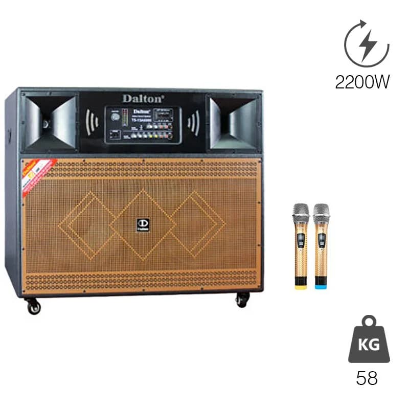 Loa Dalton TS-15A6000, công suất 2200W, 2 bass 40cm, kèm 2 tay mic (Nguồn điện 220V)