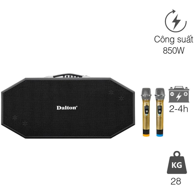 Loa Dalton K210H, Bass 25cm, Công suất 850W, Pin 4h, Bluetooth 5.2