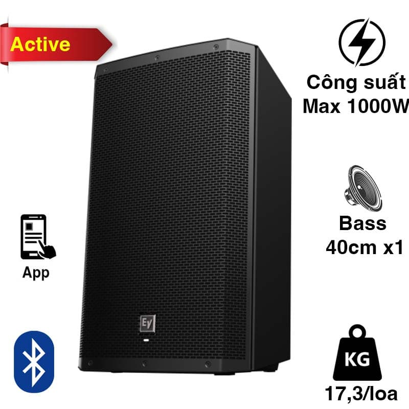 Loa Electro voice ZLX15 BT, Bass 40cm, Max 1000W, Bluetooth, XLR, 3.5mm