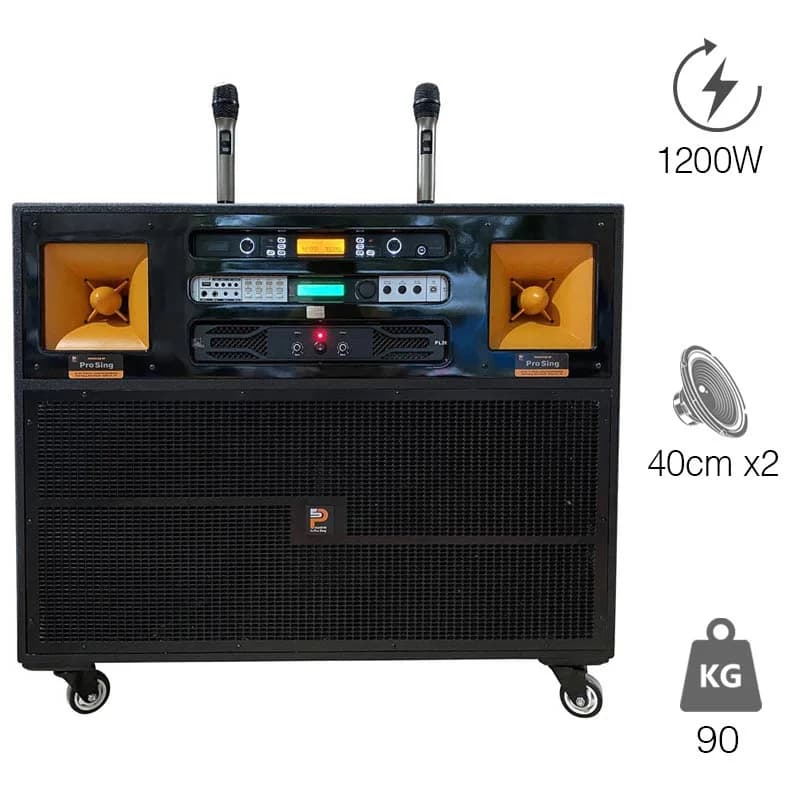 Loa Prosing J97 Pro, Công Suất 1200W, 2 Bass 40 cm, Có 2 Tay Micro (Cắm Điện)