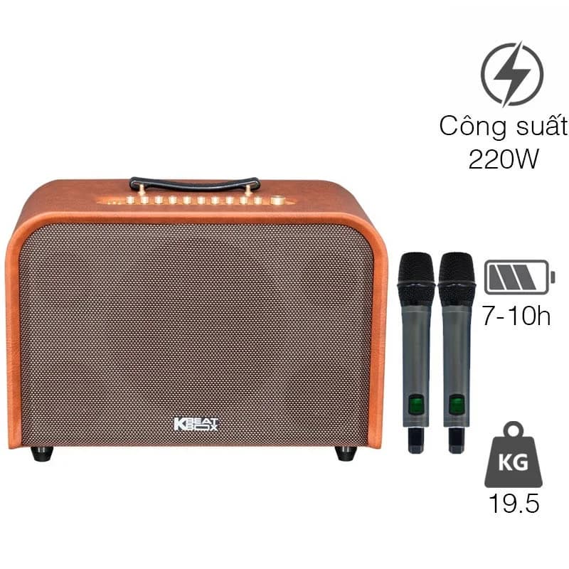 Loa Acnos Harmony, Bass 25cm, Có Quai Xách, Công suất 220W, Pin 10H có thể tháo rời, DSP mới, Bluetooth 5.0, 2 Mic UHF, Màu Đẹp