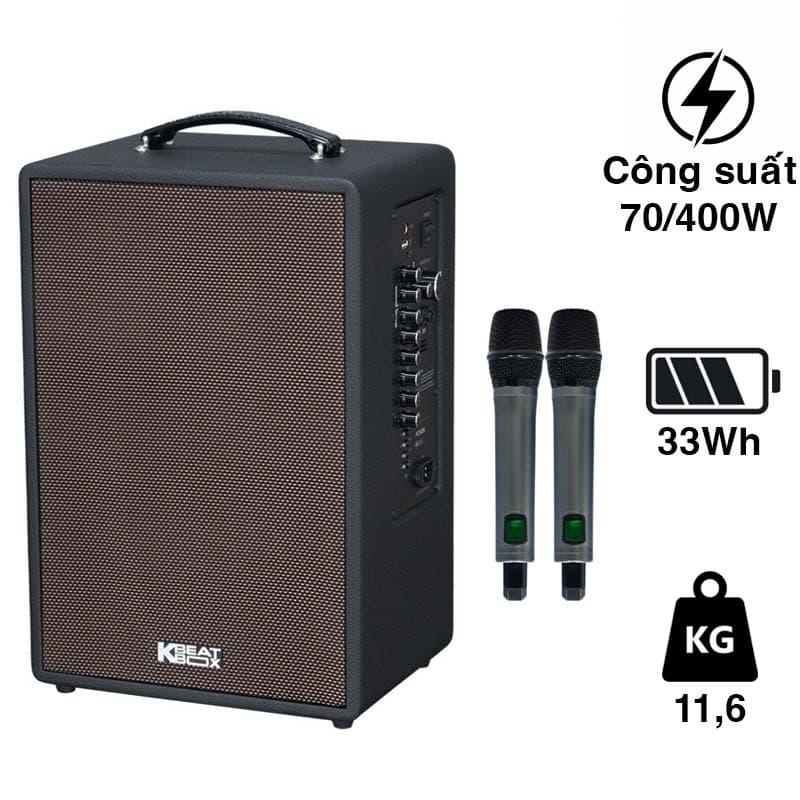 Loa Acnos Symphony, Bass 25cm, Công suất 70W, Bluetooth 5.0, USB, LINE IN, Guitar