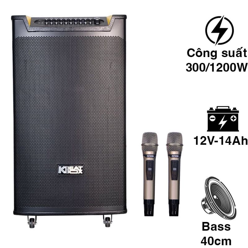 Loa Acnos TOP 430, Bass 40cm, Công Suất 300W, Bluetooth, 2 Tay Micro