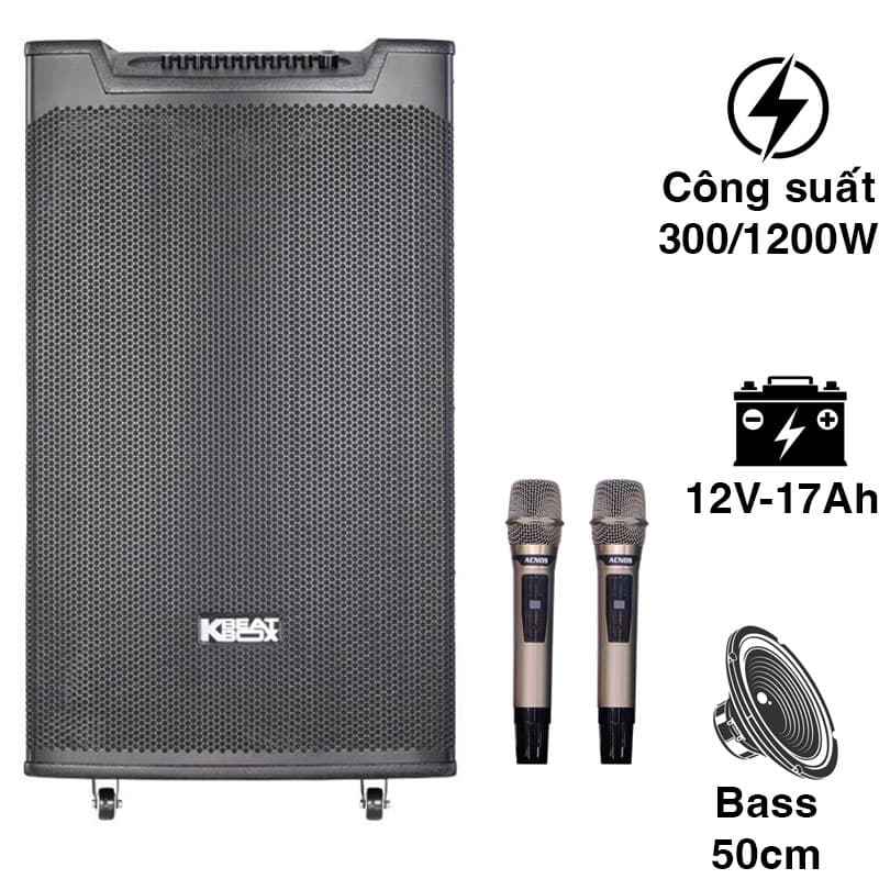 Loa Acnos Top 530, Bass 50cm, Công Suất 300W, Bluetooth, 2 Tay Micro