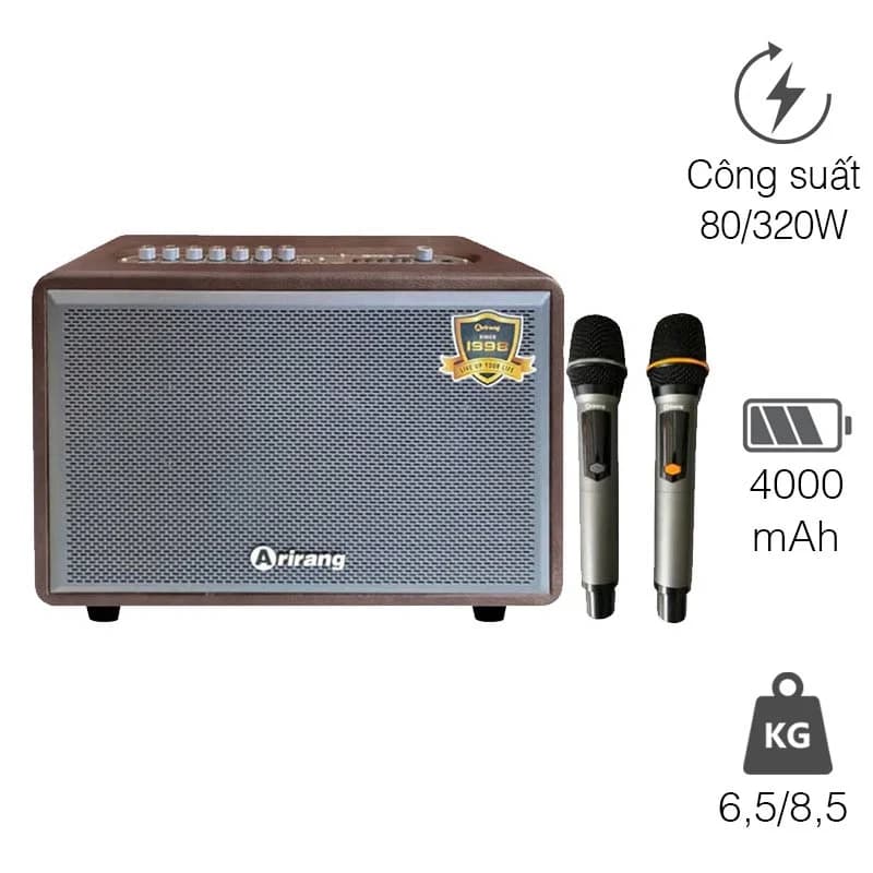 Loa Arirang AM2, Bass 16.5cm, Bluetooth 5.0, Công suất 320W, 2 Micro