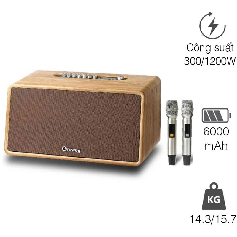 Loa Arirang MB2iw, Bass 20cm, Công suất 300W, Pin LiFePo4, Bluetooth 5.0, Livestream
