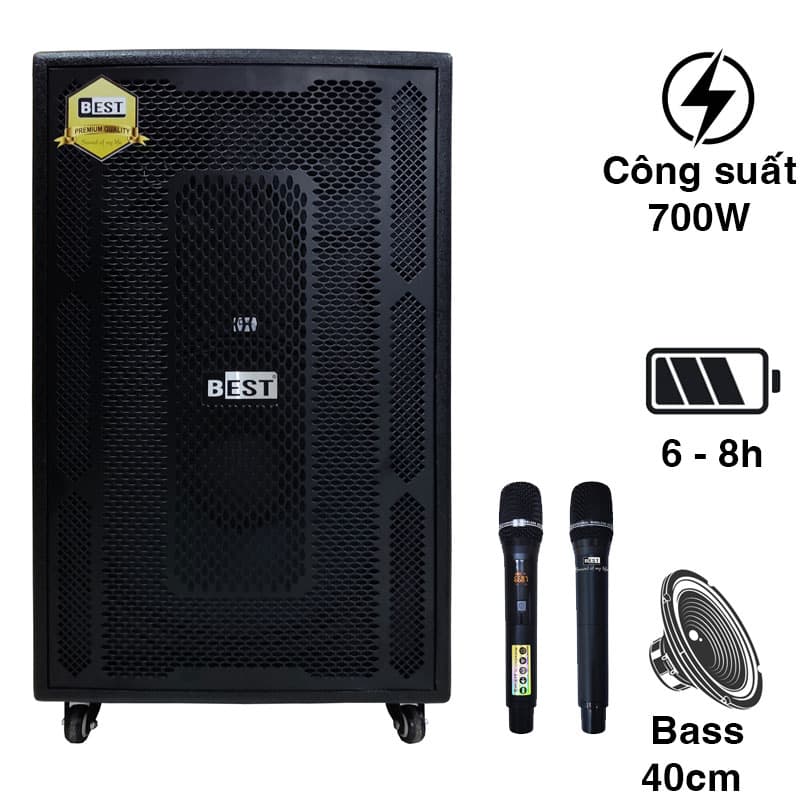 Loa Kéo Best 6800S, Bass 40cm, Công suất 700W, Bluetooh, USB, Đài FM