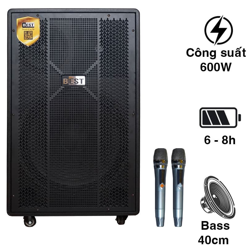Loa Kéo Best Ultra V1, Bass 40cm, Công suất 600W, Bluetooh, USB, Đài FM