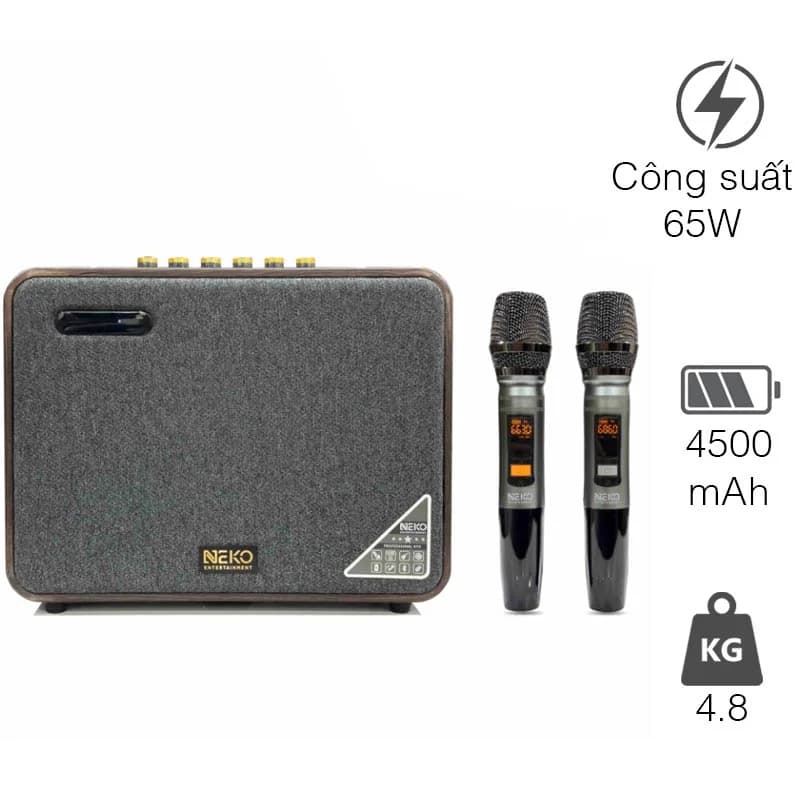 Loa Neko AMK-216, Bluetooth, AUX, Kèm 2 Tay Mic