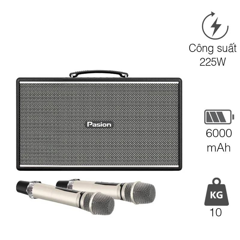 Loa Paramax Pasion Enzo, Công suất 225W, Bluetooth 5.3, Lithium-iron, Kèm 2 Micro