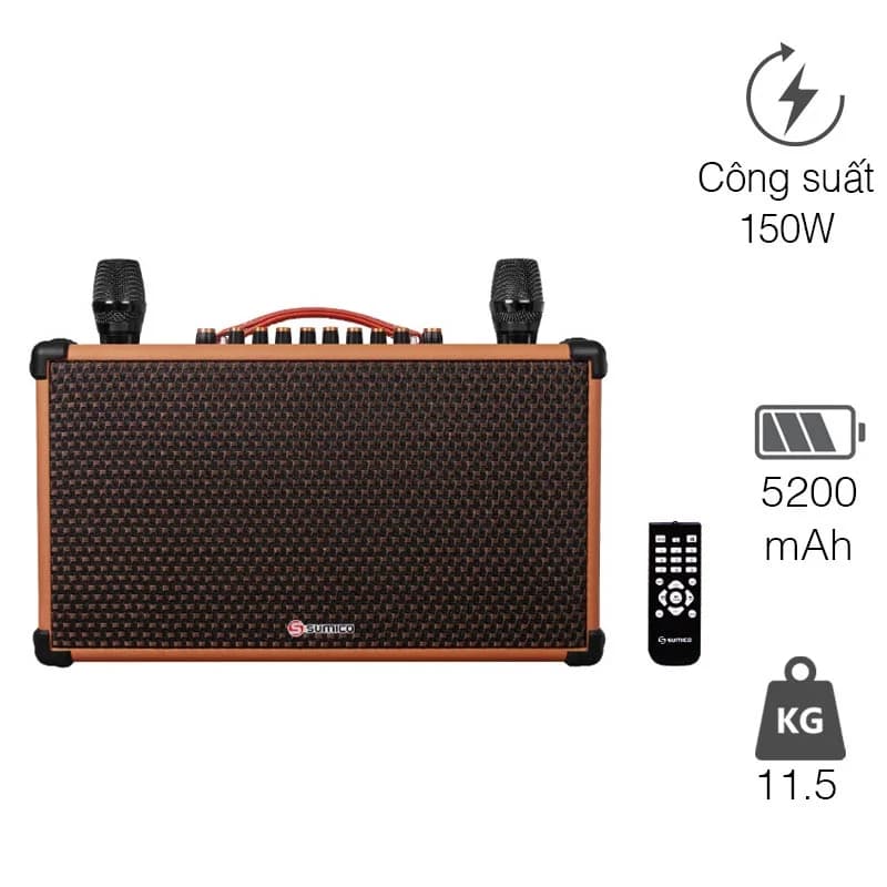Loa Sumico BT-S65, Công suất 150W, Bass 16cm, Bluetooth 5.0, Pin 8h