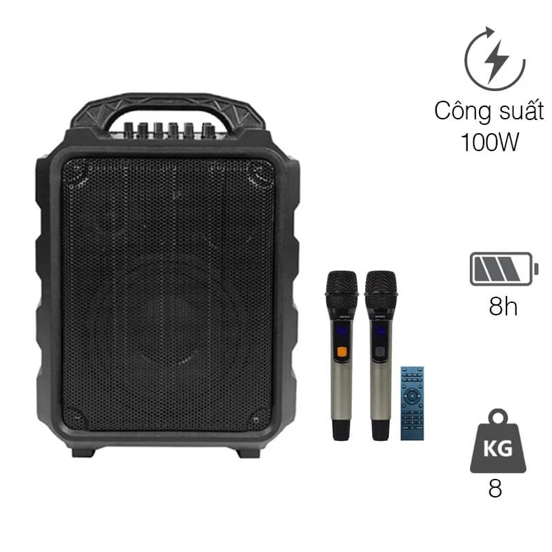Loa Sumico H8P, Bass 20cm, 100W, Pin 8h, Bluetooth 5.0