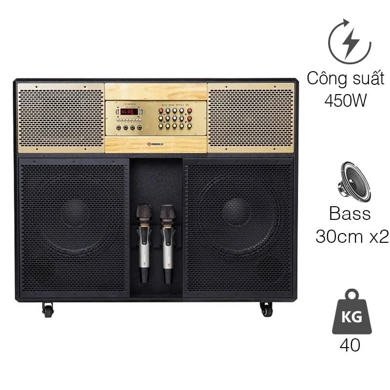 Loa Sumico HS 12, Bass 30cm, 450W, Bluetooth 5.0, Kèm 2 Micro
