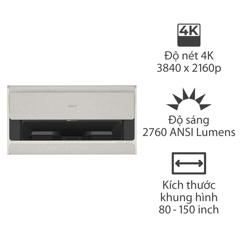 Máy chiếu Siêu Gần XGIMI Aura 2, 2300 ISO Lumens (2760 ANSI Lumens), 4K (3840 x 2160) 80-150 inch, HDMI/ARC, USB
