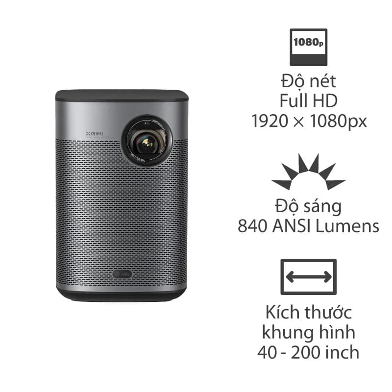 Máy Chiếu XGIMI Halo+ (Plus), 840 ANSI Lumens, Full HD (1920 x 1080p) 40-200 inch, Pin 2.5H, WiFi, Bluetooth 5.0, Android TV 6, HDMI eARC