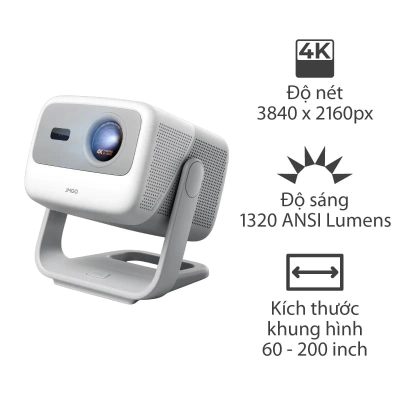 Máy Chiếu Jmgo N1S 4K, 1100 ISO Lumens (1320 ANSI Lumens), 4K (3840x2160p) 60-200 inch, Bluetooth, Wifi