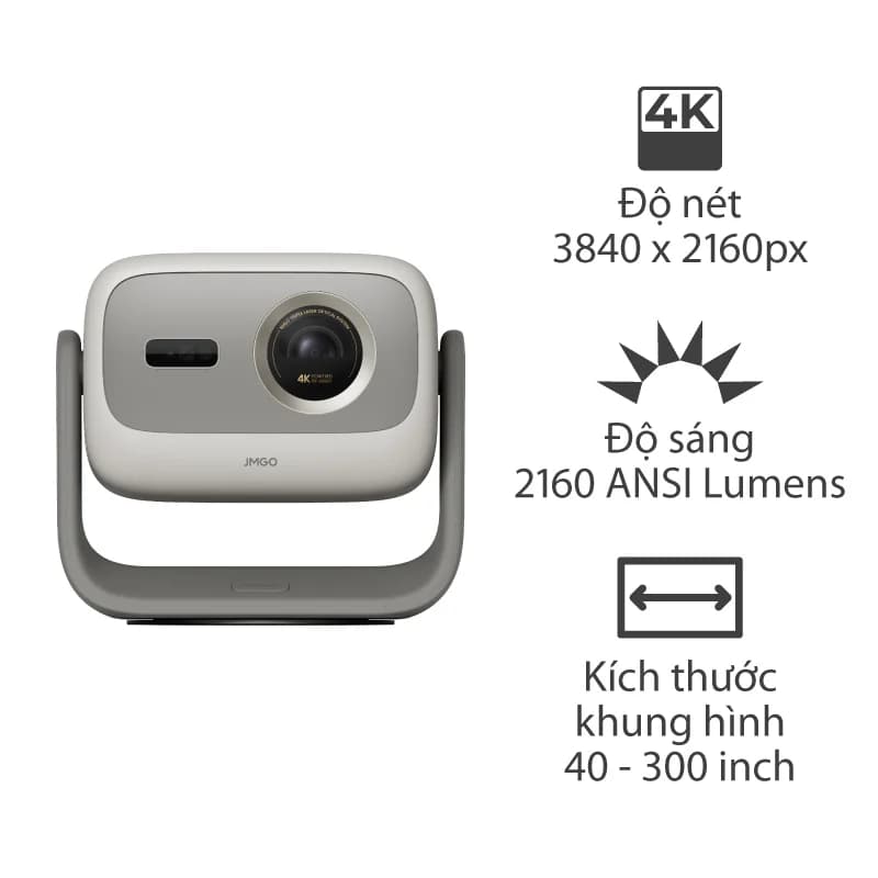 Máy Chiếu Jmgo N3, 4K, 1800 ISO Lumens (2160 ANSI Lumens), 40 - 300 inch, Tích hợp loa 20W, Google TV