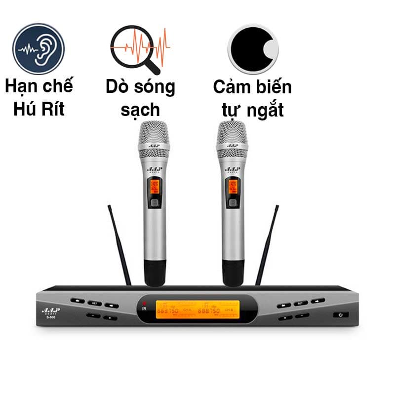 Micro không dây AAP S500, Cảm biến tự ngắt, Dò sóng sạch