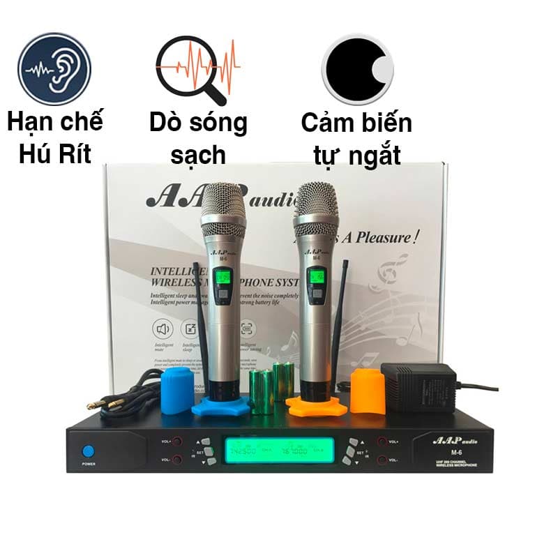 Micro không dây AAP M-6, Cảm biến tự ngắt, Dò sóng sạch