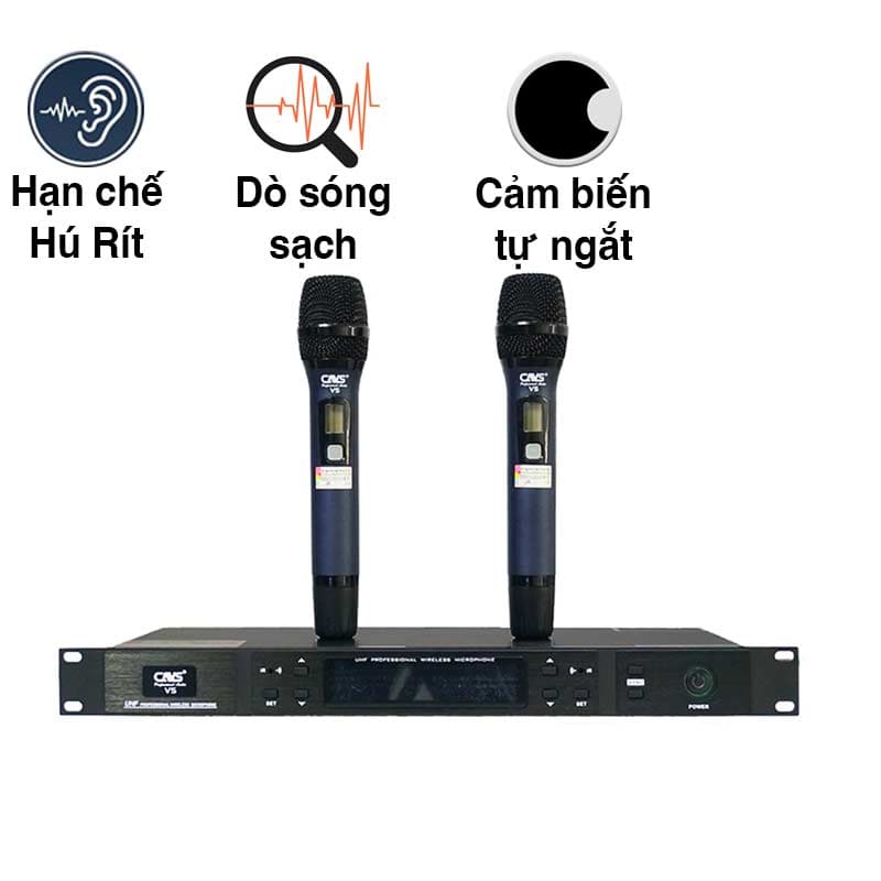 Micro Không Dây CAVS V5, Cảm biến tự ngắt, Chống hú