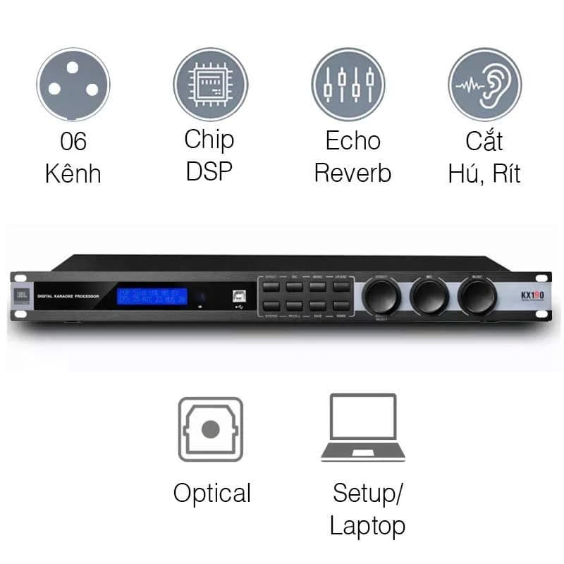 Vang số JBL KX190, 6 kênh, DSP, Optical, RCA, USB
