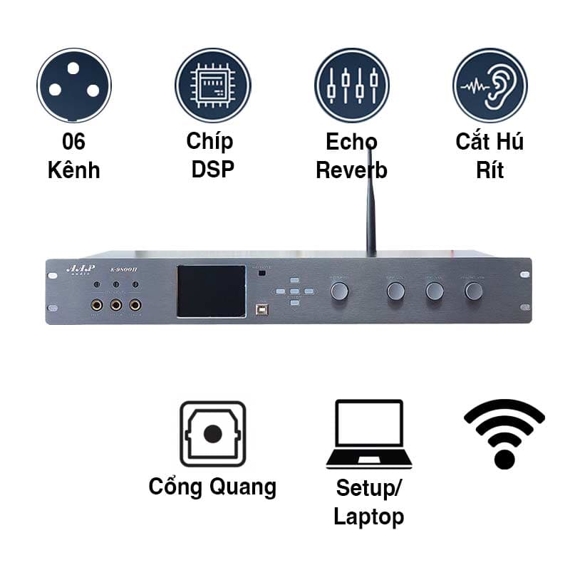 Vang số Karaoke AAP K9800II, Chống Hú Rít, 6CH, Optical