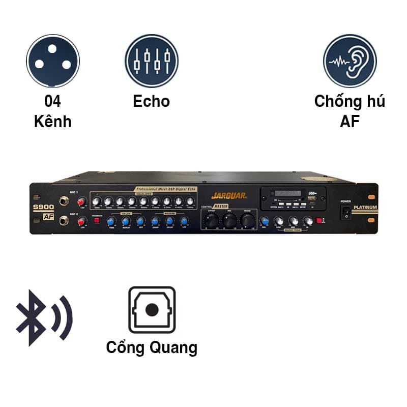 Vang Cơ Jarguar S900 Platinum, 4CH, Optical, Chống hú rít AF, Bluetooth