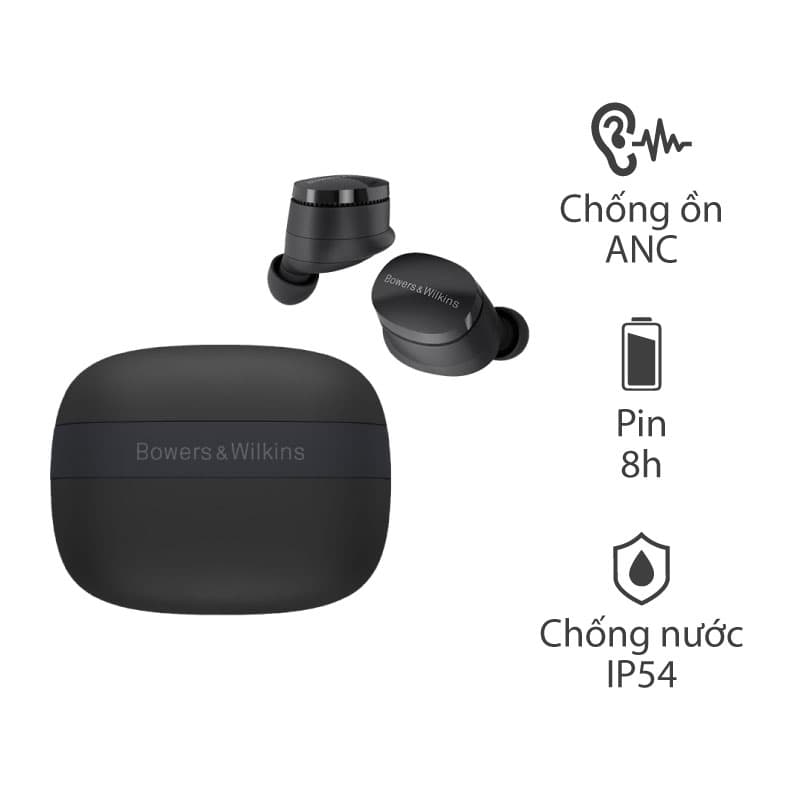 Tai nghe B&amp;W Pi6 (Không dây, Chống ồn ANC, Pin 24h, IP54, Bluetooth 5.4)