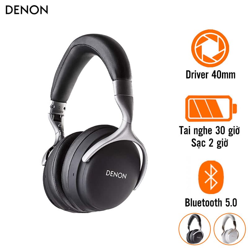 Tai Nghe Denon AH-GC25W (Chụp Tai, Pin 30 Giờ, Bluetooth 5.0)