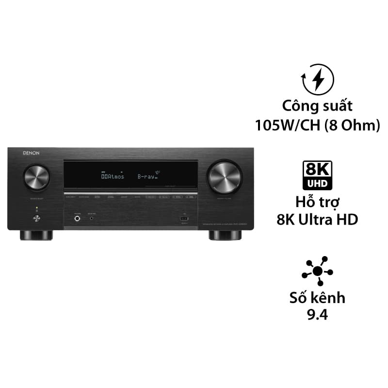 Amply Denon AVC-X3800H, 9.4 Kênh, 8K, 105W/CH (8omhs), USB, Bluetooth, Heos, Hi-Res Audio, EQ Amply Denon AVC-X3800H, 9.4 Kênh, 8K, 105W/CH (8omhs), USB, Bluetooth, Heos, Hi-Res Audio, EQ