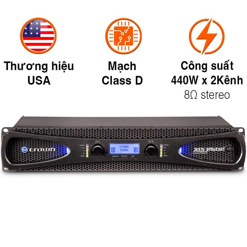Cục đẩy công suất Crown XLS 2502, 440W x 2 Kênh Cục đẩy công suất Crown XLS 2502, 440W x 2 Kênh