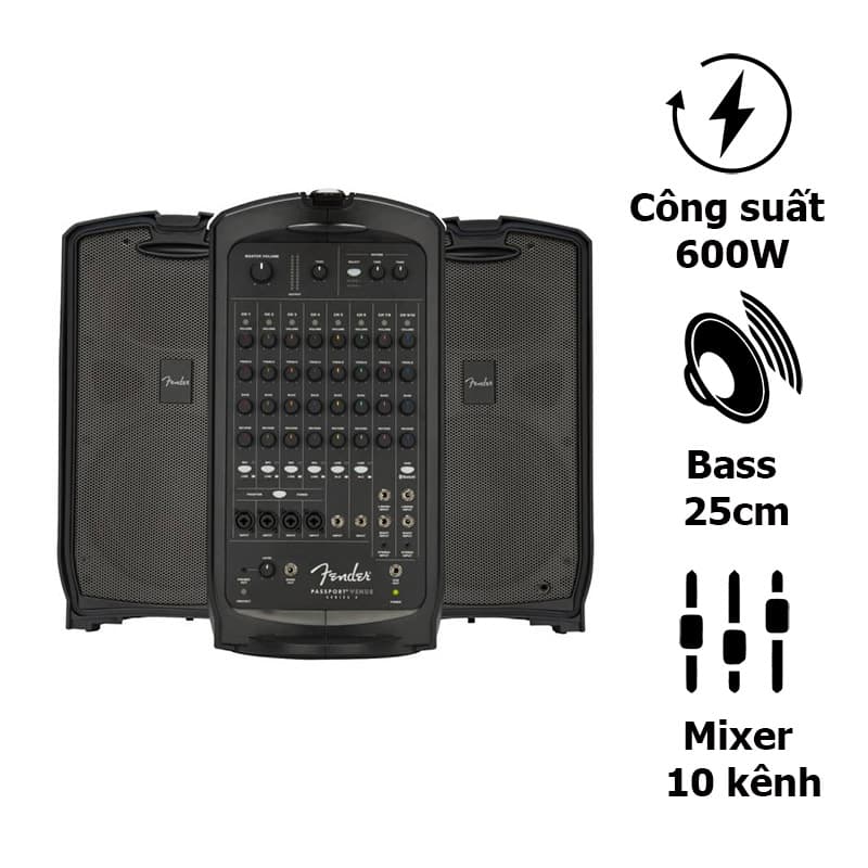Loa Fender Passport Venue Series 2, Bluetooth, Mixer 10 Kênh, Công Suất 600W (All in One) Loa Fender Passport Venue Series 2, Bluetooth, Mixer 10 Kênh, Công Suất 600W (All in One)