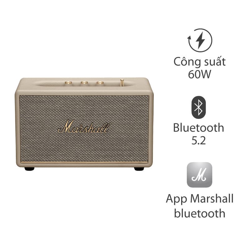 Loa Marshall Acton 3 (III), Công Suất 60W, Bluetooth, AUX, App Marshall Bluetooth Loa Marshall Acton 3 (III), Công Suất 60W, Bluetooth, AUX, App Marshall Bluetooth