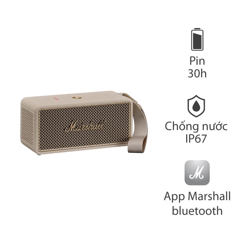 Loa Marshall Middleton 2 (II) Pin 30h, Chống Nước IP67, Bluetooth 5.3, AUX, Có Micro đàm thoại, Công suất 80W Loa Marshall Middleton 2 (II) Pin 30h, Chống Nước IP67, Bluetooth 5.3, AUX, Có Micro đàm thoại, Công suất 80W
