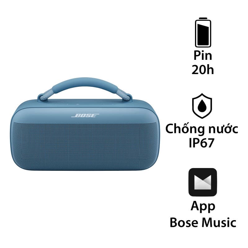 Loa Bose SoundLink Max Portable, Chống Nước IP67, Pin 20h, Bluetooth 5.4 Snapdragon Sound, Google Fast Pair, SimpleSync, AUX, App Bose Music Loa Bose SoundLink Max Portable, Chống Nước IP67, Pin 20h, Bluetooth 5.4 Snapdragon Sound, Google Fast Pair, SimpleSync, AUX, App Bose Music