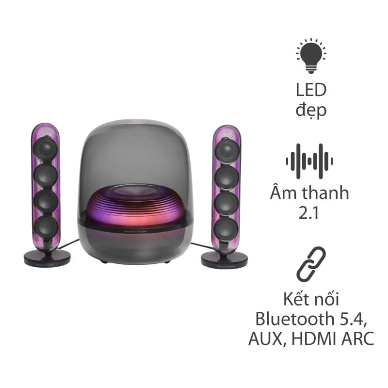 Loa Harman Kardon SoundSticks 5, Công suất 190W, Âm Thanh 2.1 Kênh, Bluetooth 5.4, HDMI ARC, AUX, Auracast Loa Harman Kardon SoundSticks 5, Công suất 190W, Âm Thanh 2.1 Kênh, Bluetooth 5.4, HDMI ARC, AUX, Auracast