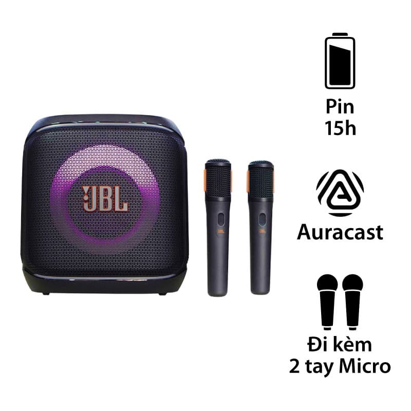 Loa JBL PartyBox Encore 2, Pin 15h, IPX4, Công Suất 100W RMS, Bluetooth, AUX, USB C, Cổng Guitar, Auracast, App JBL PartyBox, Kèm 2 Tay Mic Loa JBL PartyBox Encore 2, Pin 15h, IPX4, Công Suất 100W RMS, Bluetooth, AUX, USB C, Cổng Guitar, Auracast, App JBL PartyBox, Kèm 2 Tay Mic