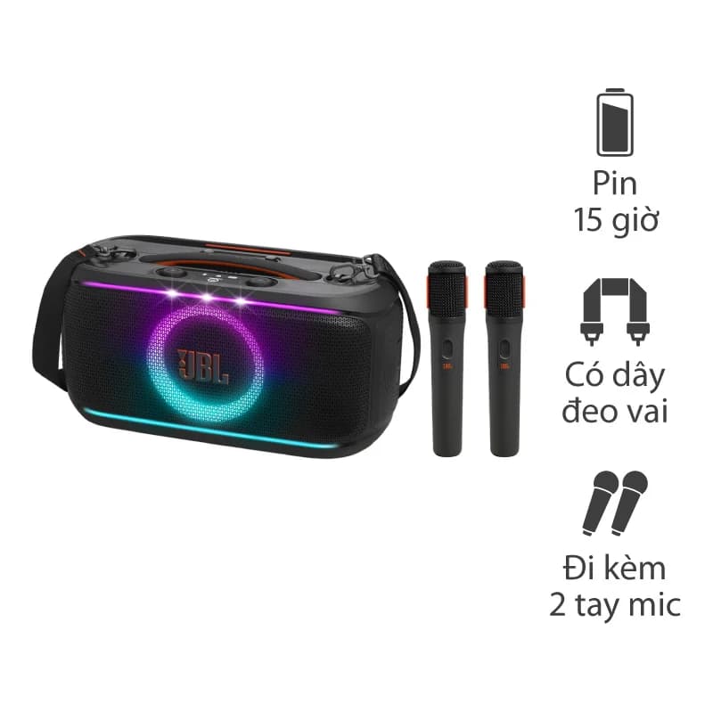 Loa JBL PartyBox On The Go 2, Có Dây Đeo Vai, Pin 15H, Bluetooth 5.4, AUX, USB C, Chip Xử Lý Mới, Công suất 100W, Kèm 2 Micro Loa JBL PartyBox On The Go 2, Có Dây Đeo Vai, Pin 15H, Bluetooth 5.4, AUX, USB C, Chip Xử Lý Mới, Công suất 100W, Kèm 2 Micro