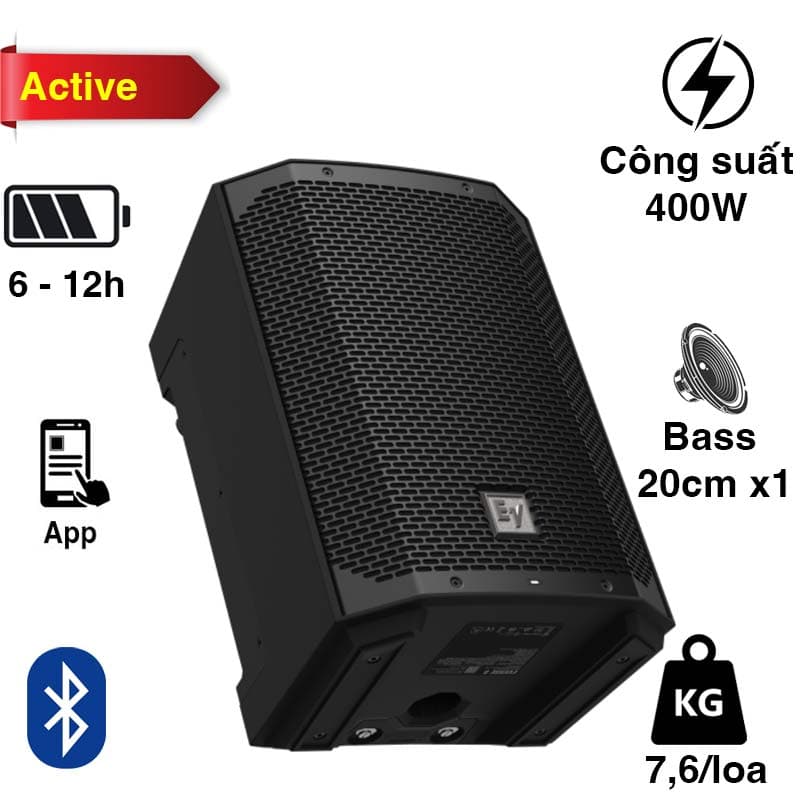 Loa Electro voice Everse 8, Pin 12 giờ, Công Suất 400W, Bass 20 cm, 121db, Chống Nước IP43, Bluetooth, TWS Loa Electro voice Everse 8, Pin 12 giờ, Công Suất 400W, Bass 20 cm, 121db, Chống Nước IP43, Bluetooth, TWS